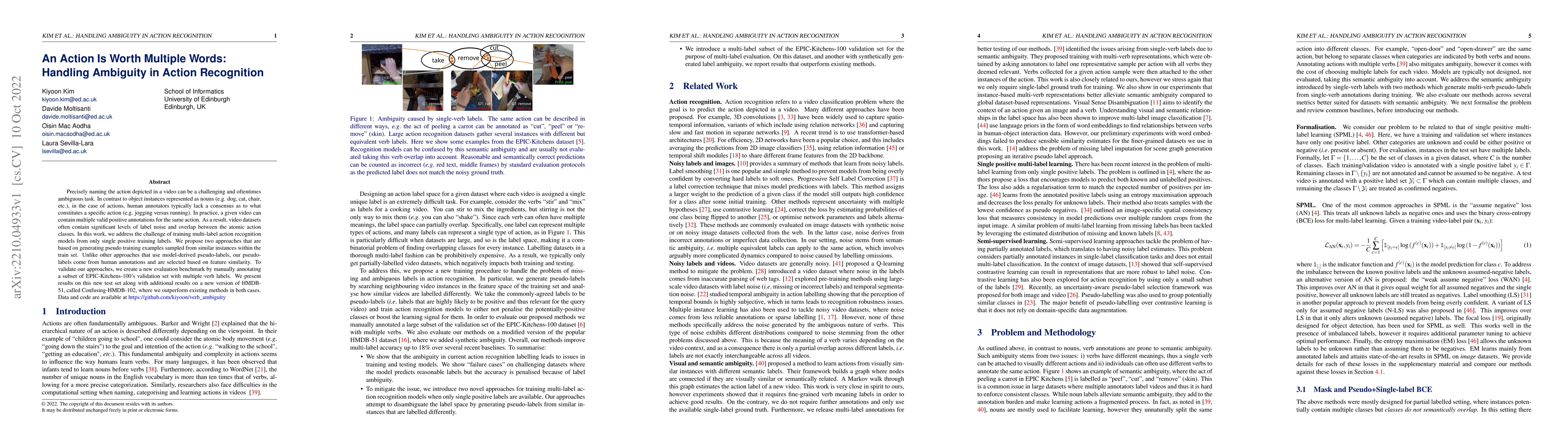 Thumbnail for An Action Is Worth Multiple Words: Handling Ambiguity in Action
  Recognition