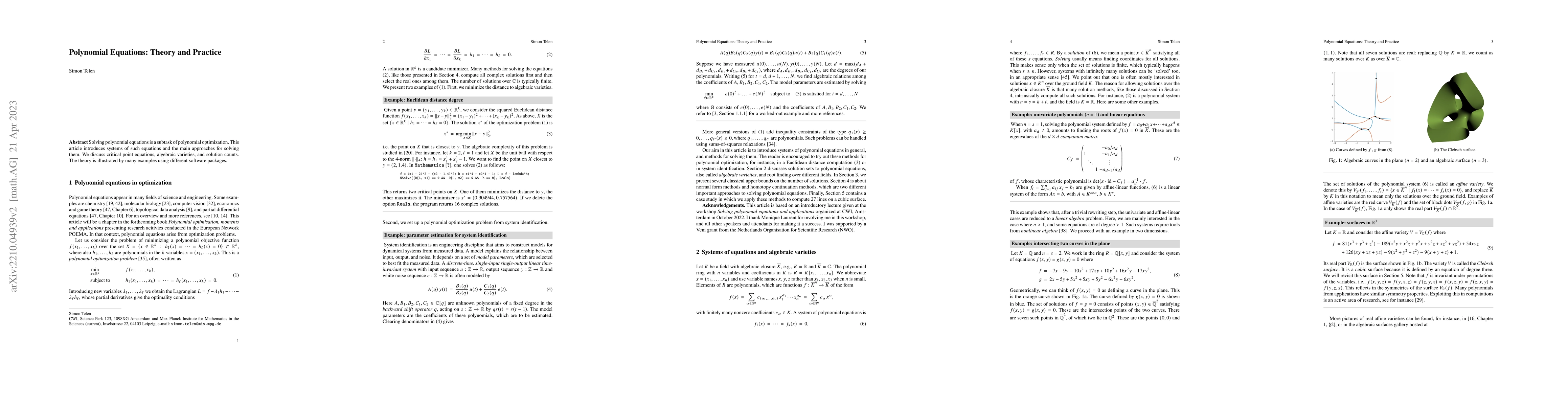 Thumbnail for Polynomial Equations: Theory and Practice