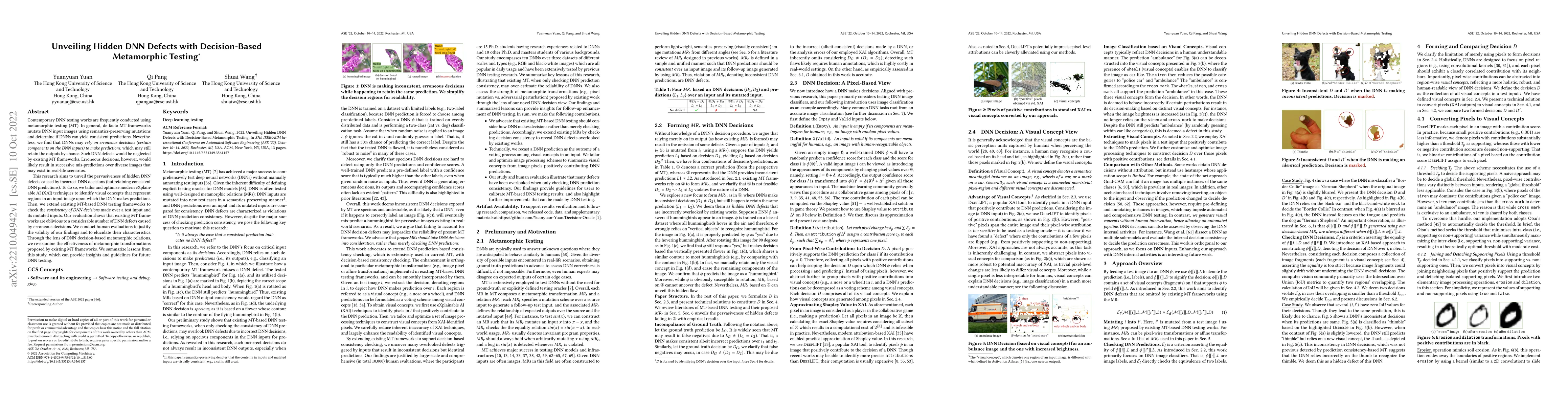 Thumbnail for Unveiling Hidden DNN Defects with Decision-Based Metamorphic Testing