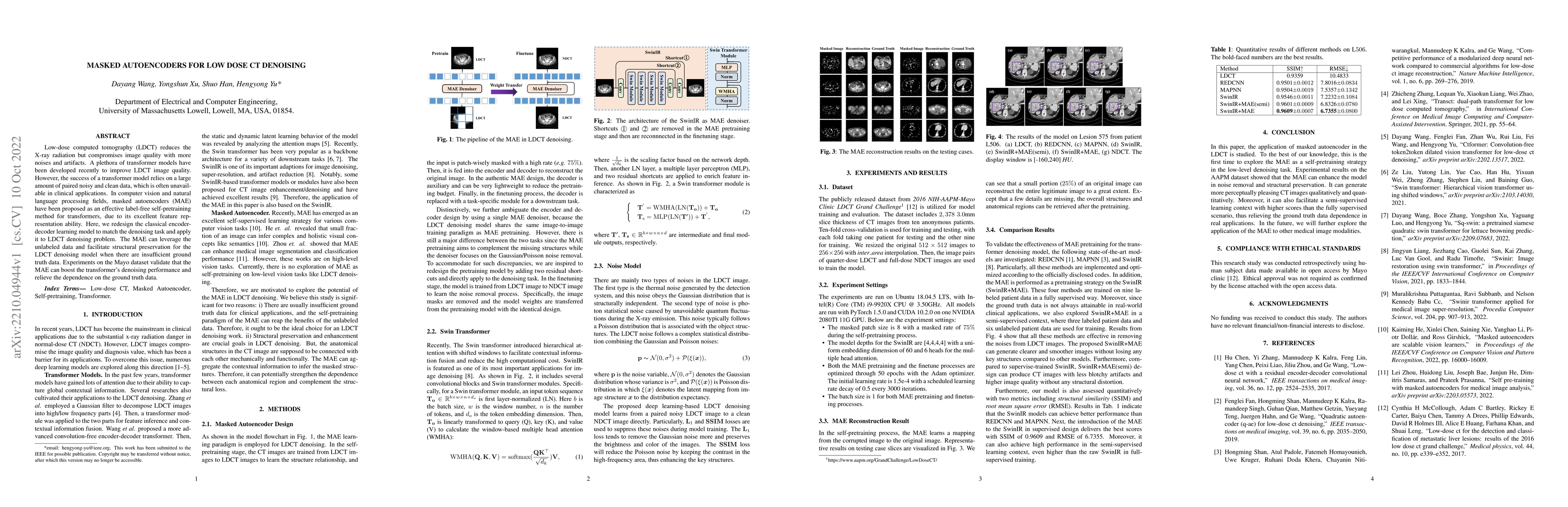 Thumbnail for Masked Autoencoders for Low dose CT denoising