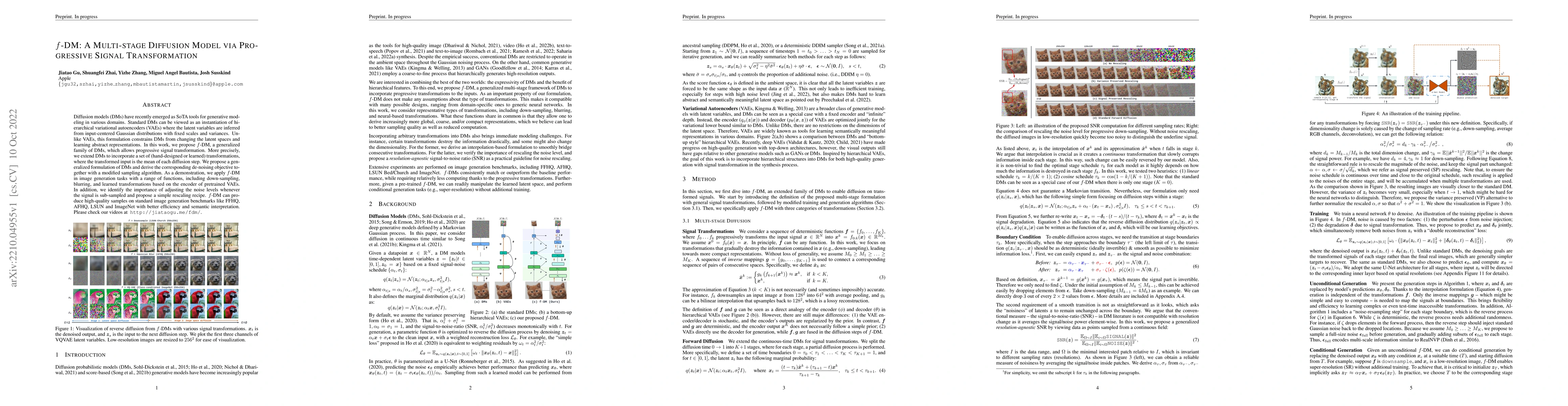 Thumbnail for f-DM: A Multi-stage Diffusion Model via Progressive Signal
  Transformation