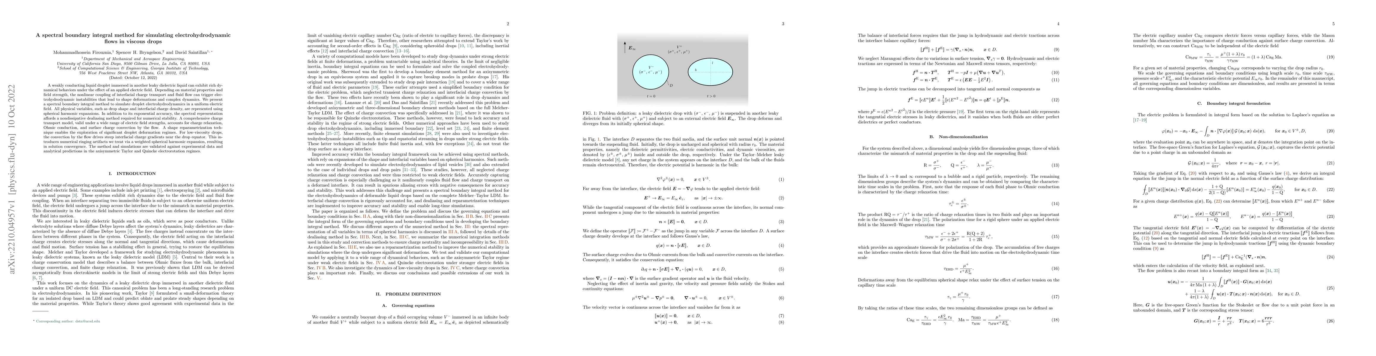 Thumbnail for A spectral boundary integral method for simulating electrohydrodynamic
  flows in viscous drops