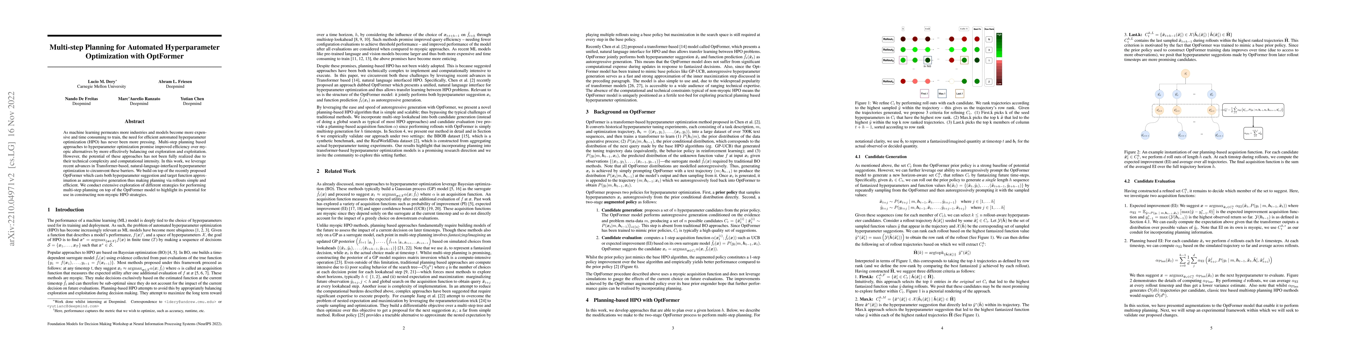 Thumbnail for Multi-step Planning for Automated Hyperparameter Optimization with
  OptFormer