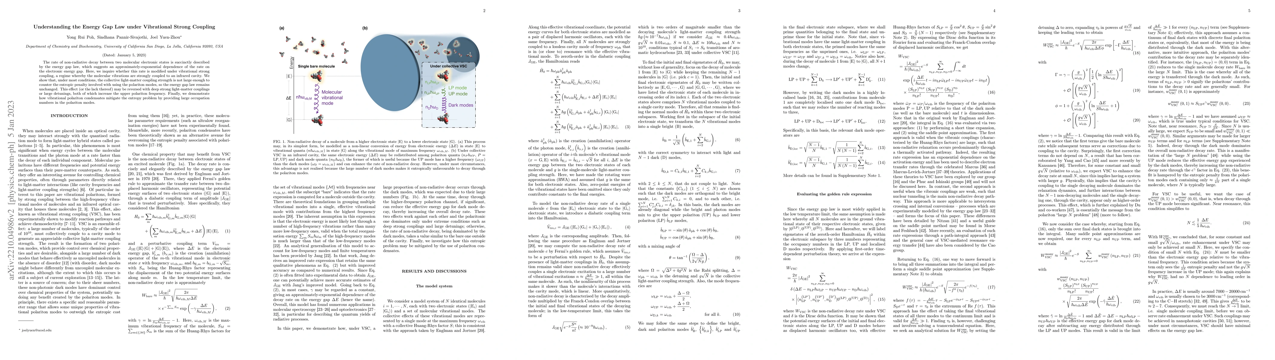 Thumbnail for Understanding the Energy Gap Law under Vibrational Strong Coupling