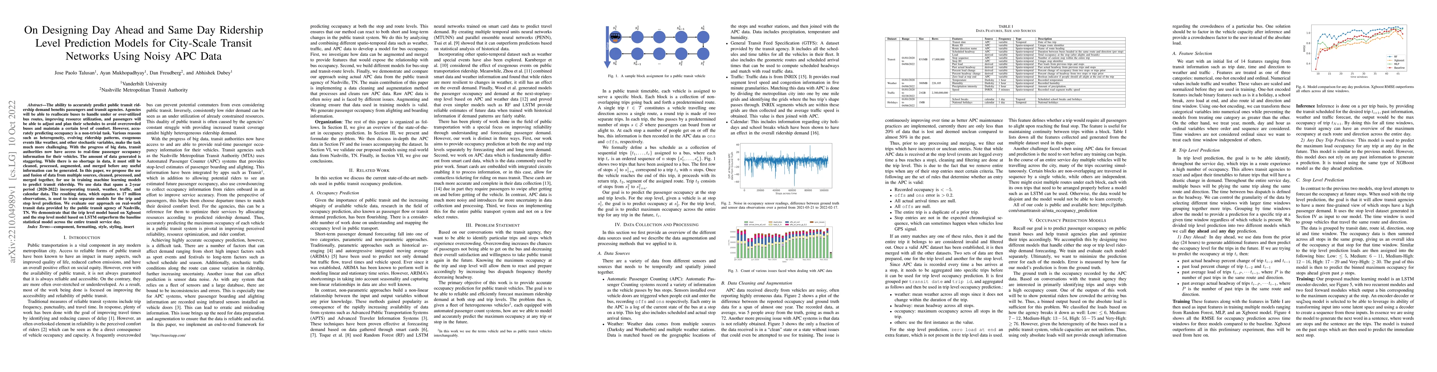 Thumbnail for On Designing Day Ahead and Same Day Ridership Level Prediction Models
  for City-Scale Transit Networks Using Noisy APC Data