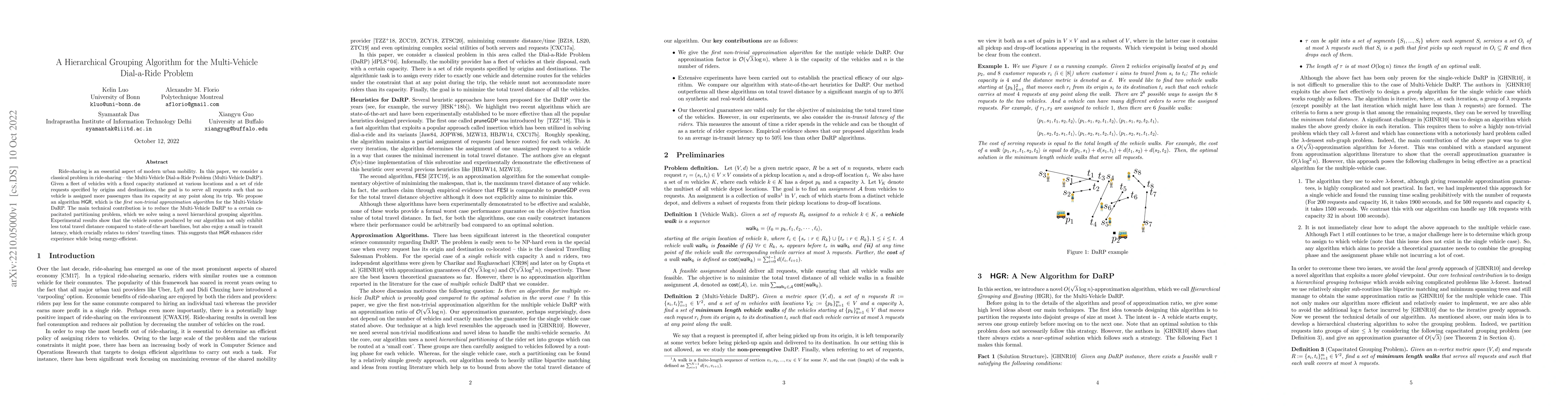 Thumbnail for A Hierarchical Grouping Algorithm for the Multi-Vehicle Dial-a-Ride
  Problem