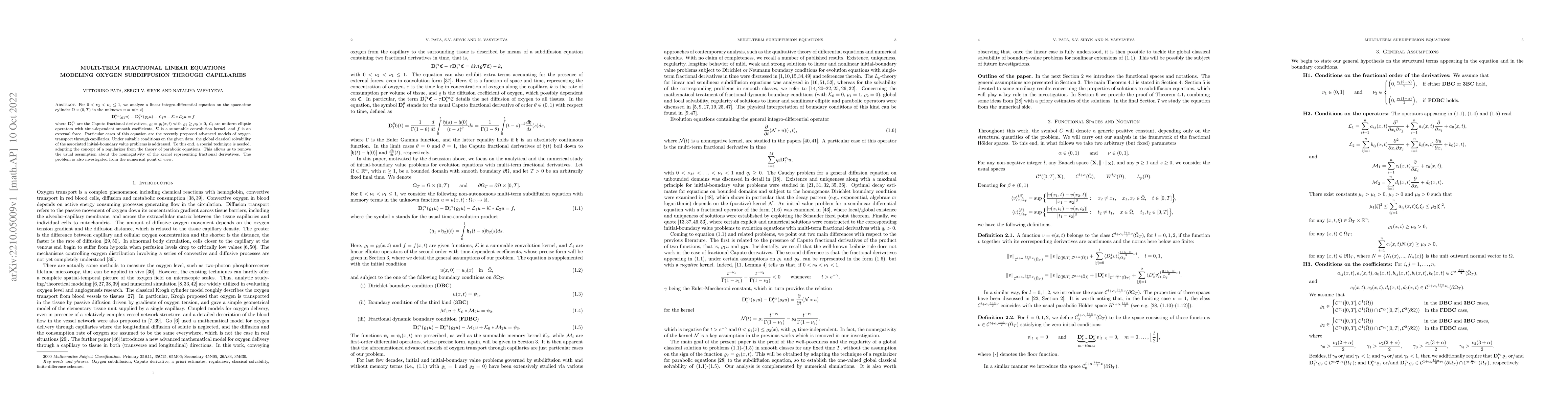 Thumbnail for Multi-term fractional linear equations modeling oxygen subdiffusion
  through capillaries