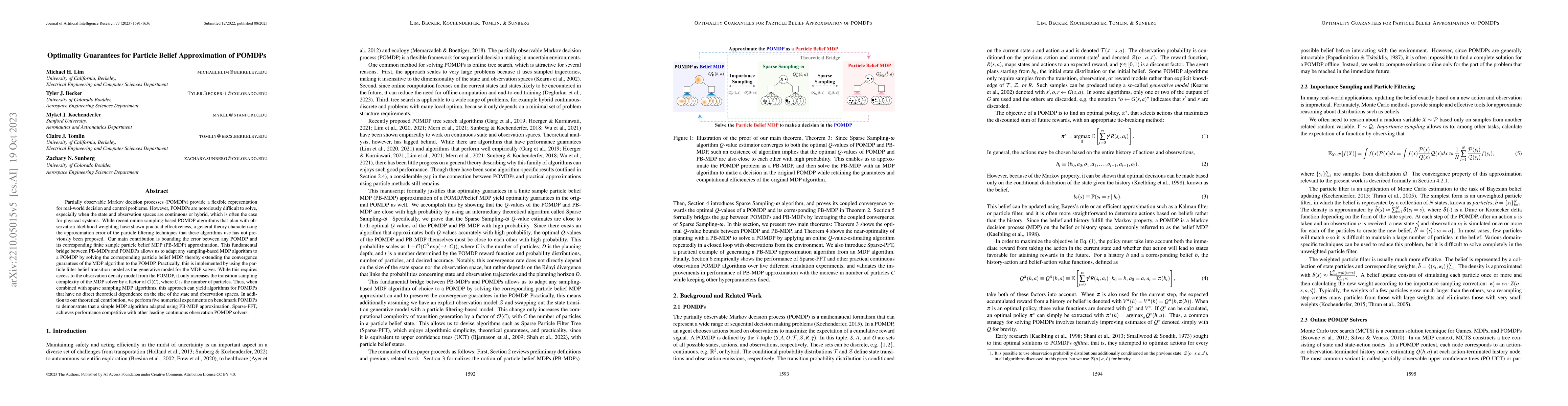 Thumbnail for Optimality Guarantees for Particle Belief Approximation of POMDPs