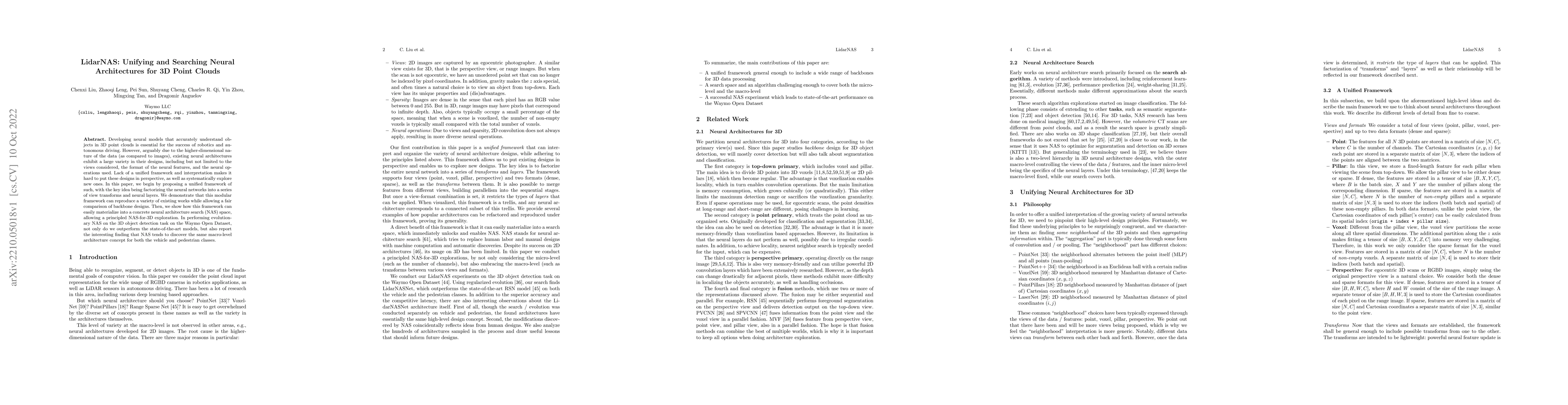 Thumbnail for LidarNAS: Unifying and Searching Neural Architectures for 3D Point
  Clouds