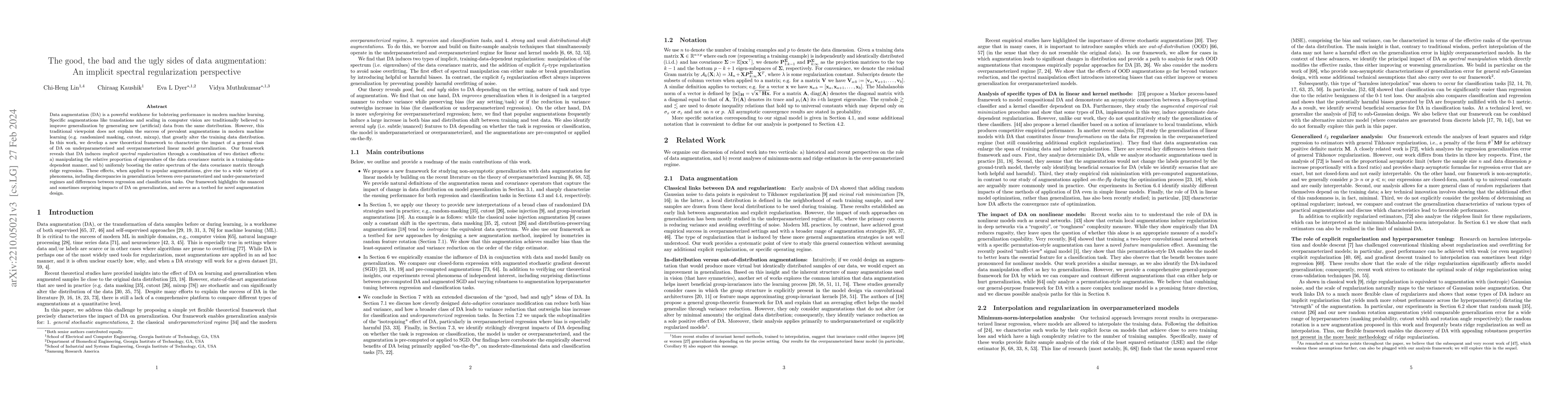 Thumbnail for The good, the bad and the ugly sides of data augmentation: An implicit
  spectral regularization perspective