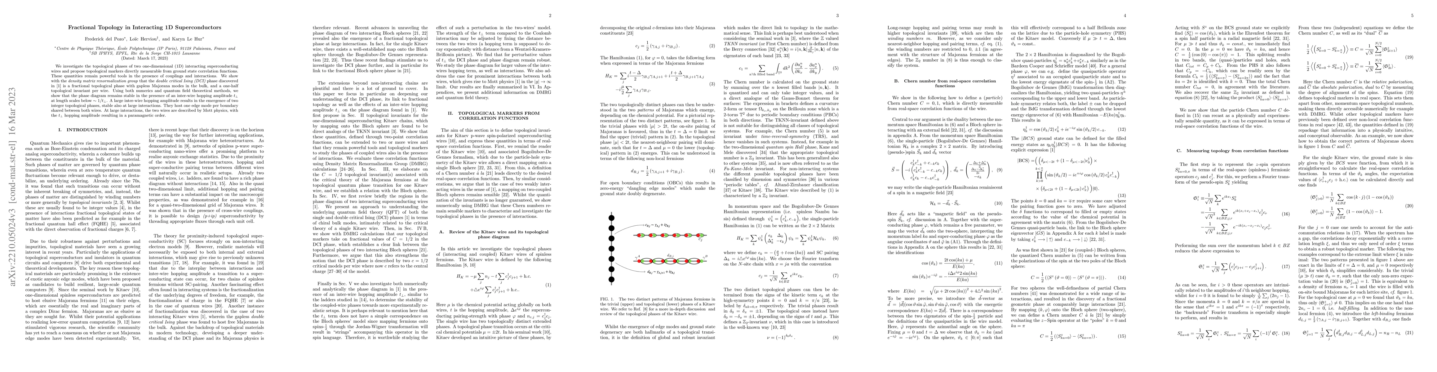 Thumbnail for Fractional Topology in Interacting 1D Superconductors