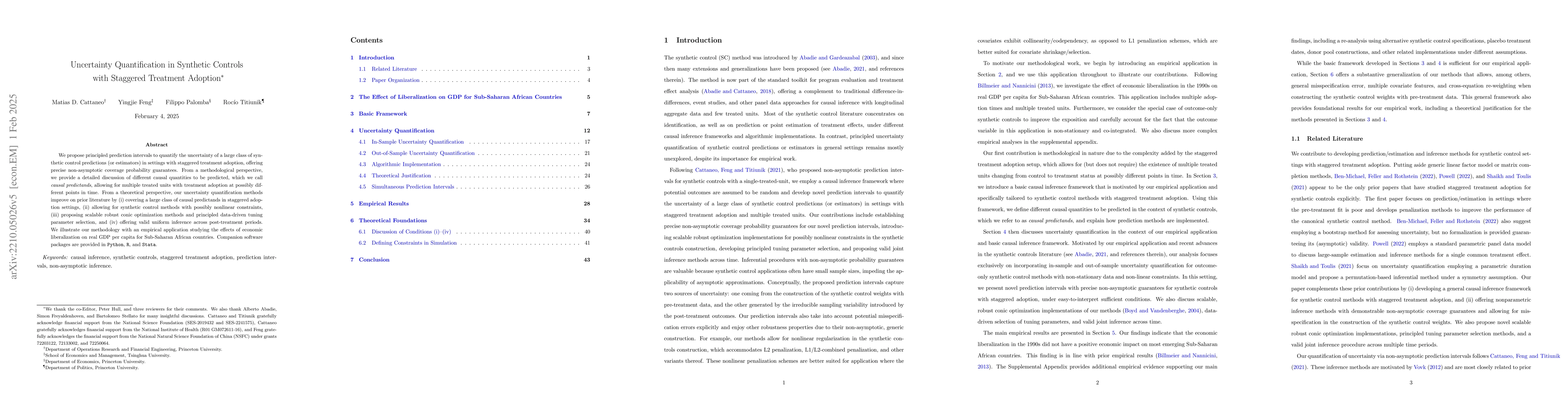 Thumbnail for Uncertainty Quantification in Synthetic Controls with Staggered
  Treatment Adoption