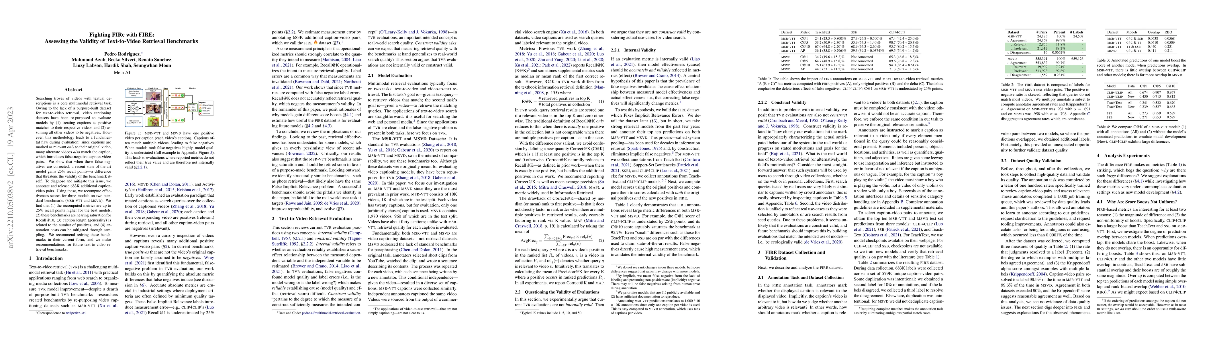 Thumbnail for Fighting FIRe with FIRE: Assessing the Validity of Text-to-Video
  Retrieval Benchmarks