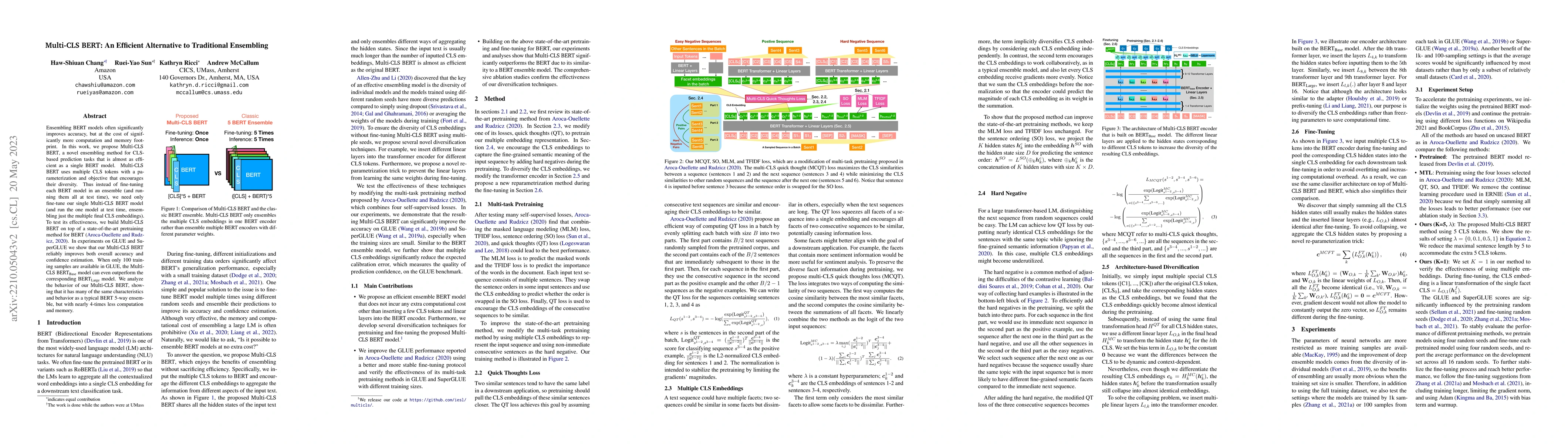 Thumbnail for Multi-CLS BERT: An Efficient Alternative to Traditional Ensembling
