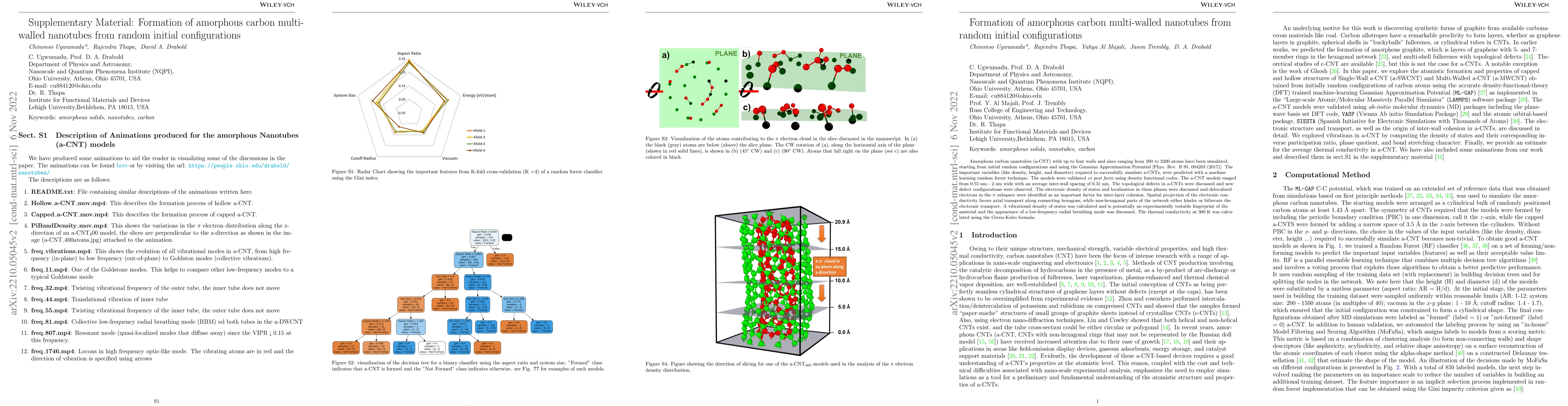 Thumbnail for Formation of amorphous carbon multi-walled nanotubes from random initial
  configurations