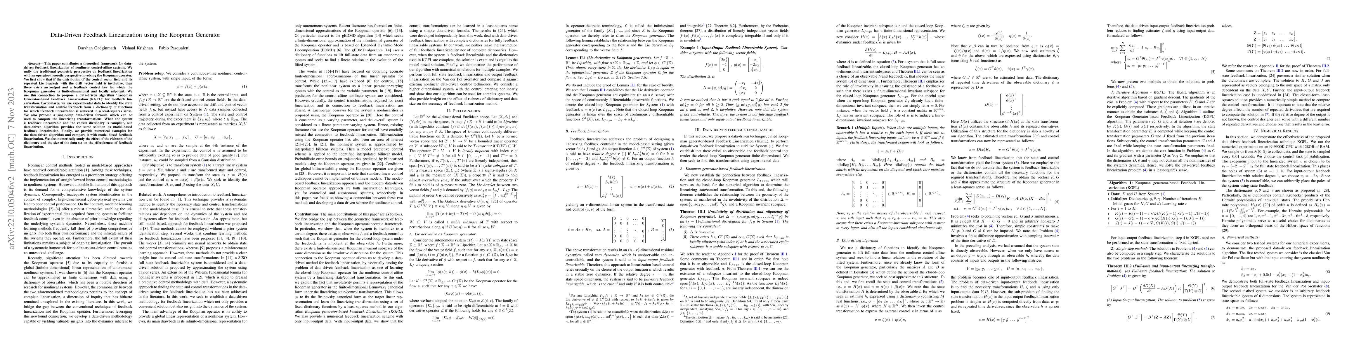 Thumbnail for Data-Driven Feedback Linearization using the Koopman Generator