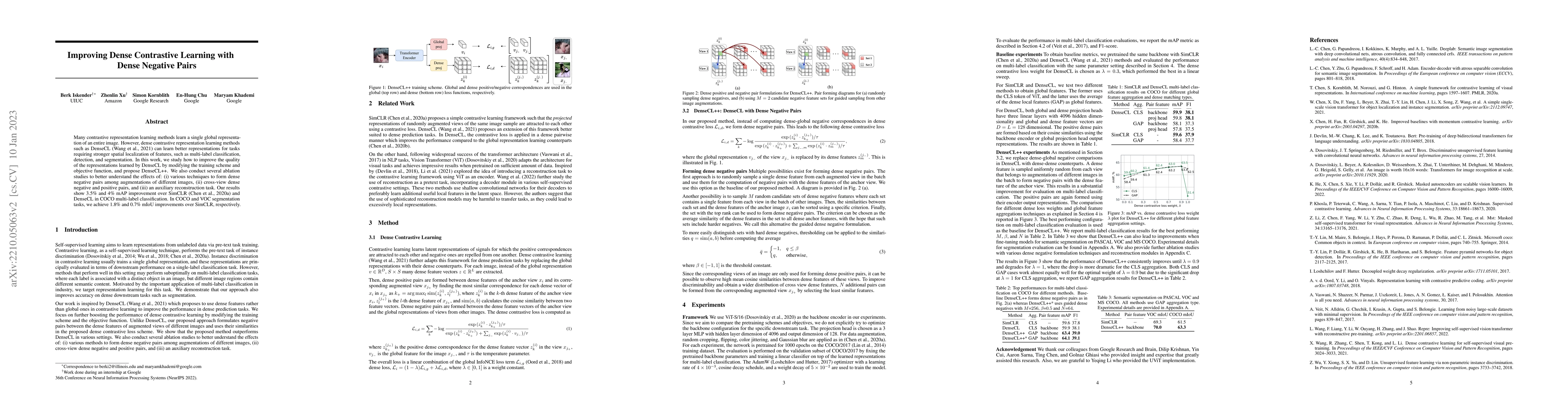 Thumbnail for Improving Dense Contrastive Learning with Dense Negative Pairs