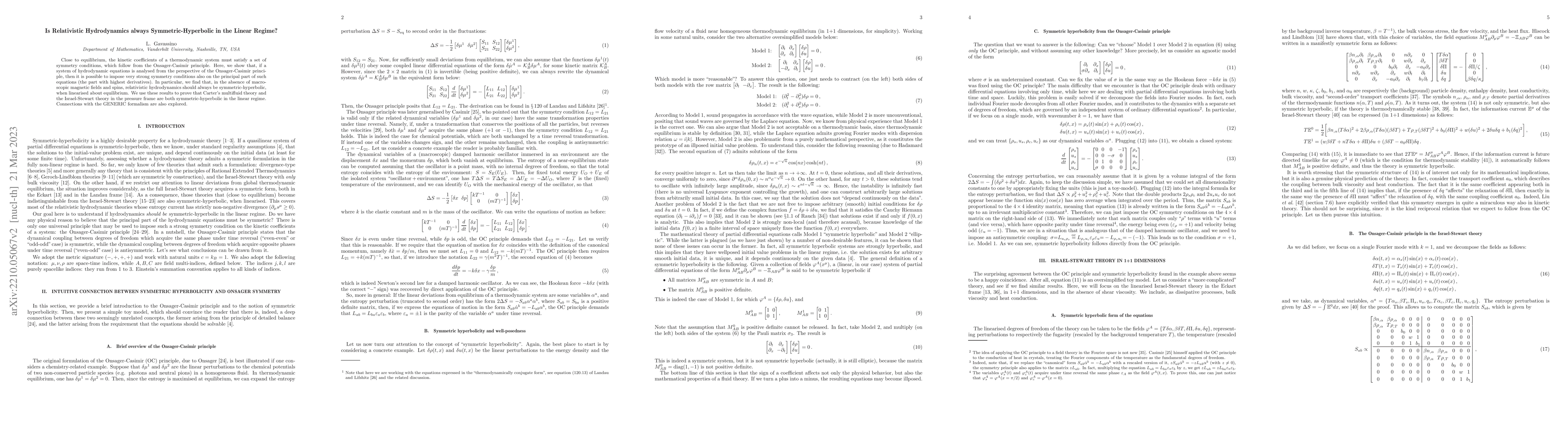 Thumbnail for Is Relativistic Hydrodynamics always Symmetric-Hyperbolic in the Linear
  Regime?