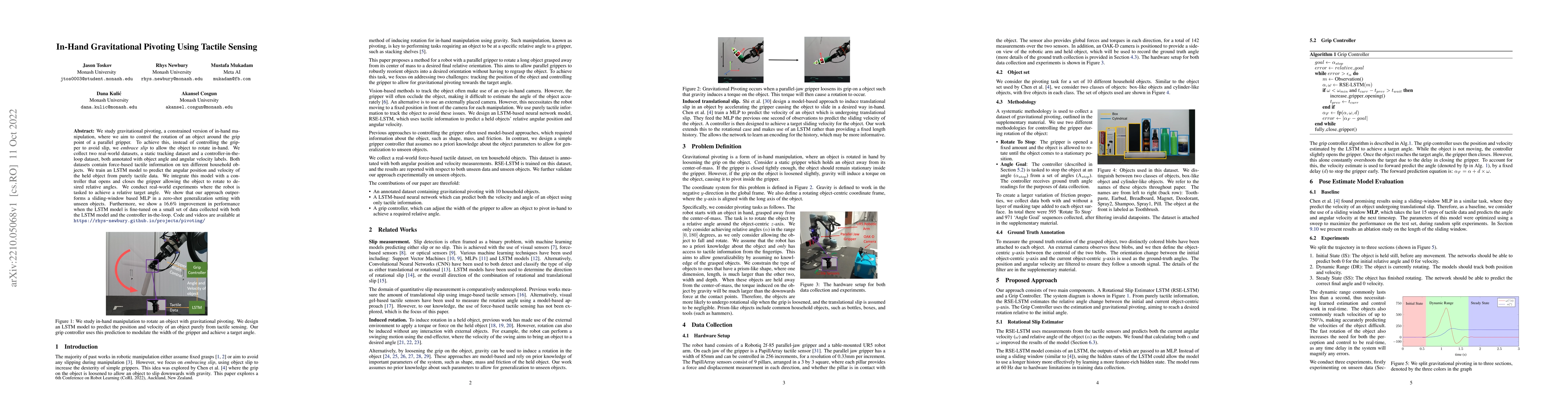 Thumbnail for In-Hand Gravitational Pivoting Using Tactile Sensing