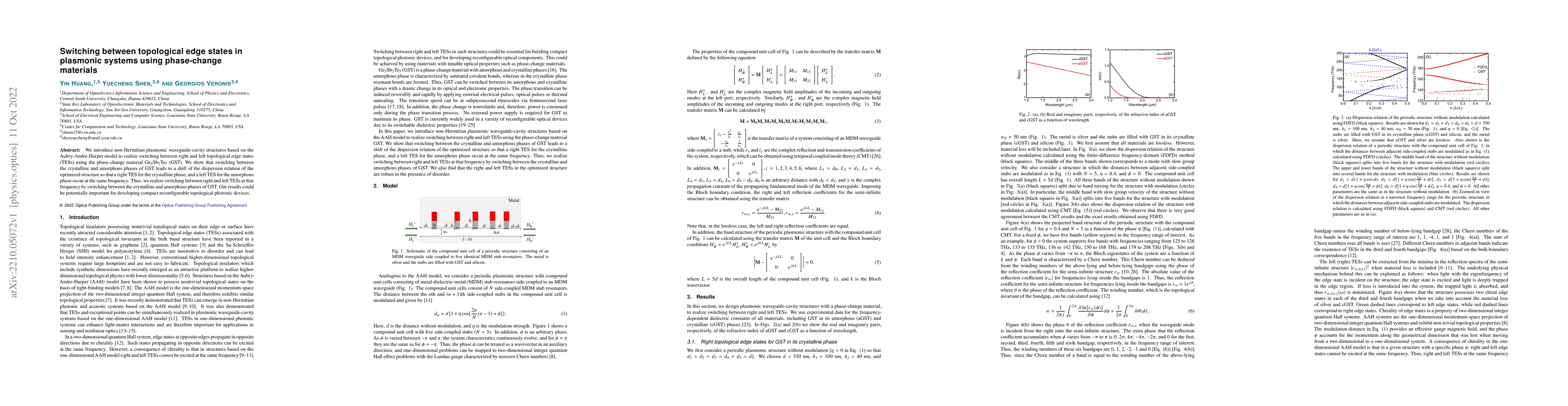Thumbnail for Switching between topological edge states in plasmonic systems using
  phase-change materials