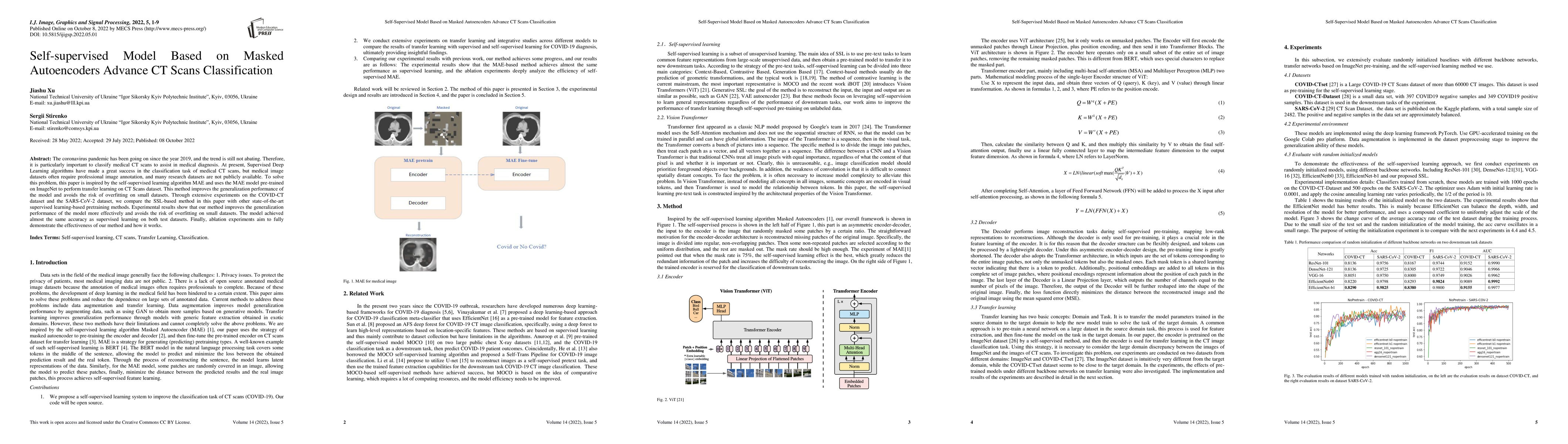 Thumbnail for Self-supervised Model Based on Masked Autoencoders Advance CT Scans
  Classification