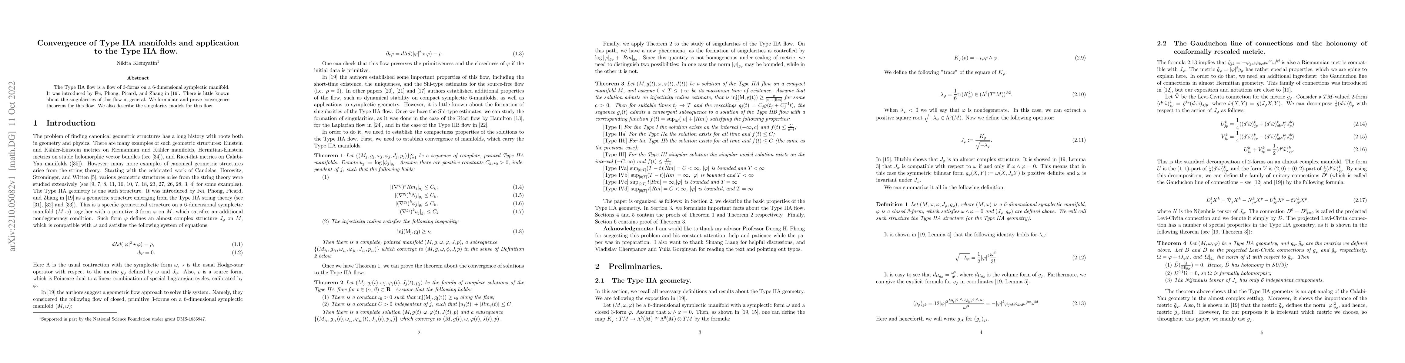 Thumbnail for Convergence of Type IIA manifolds and application to the Type IIA flow