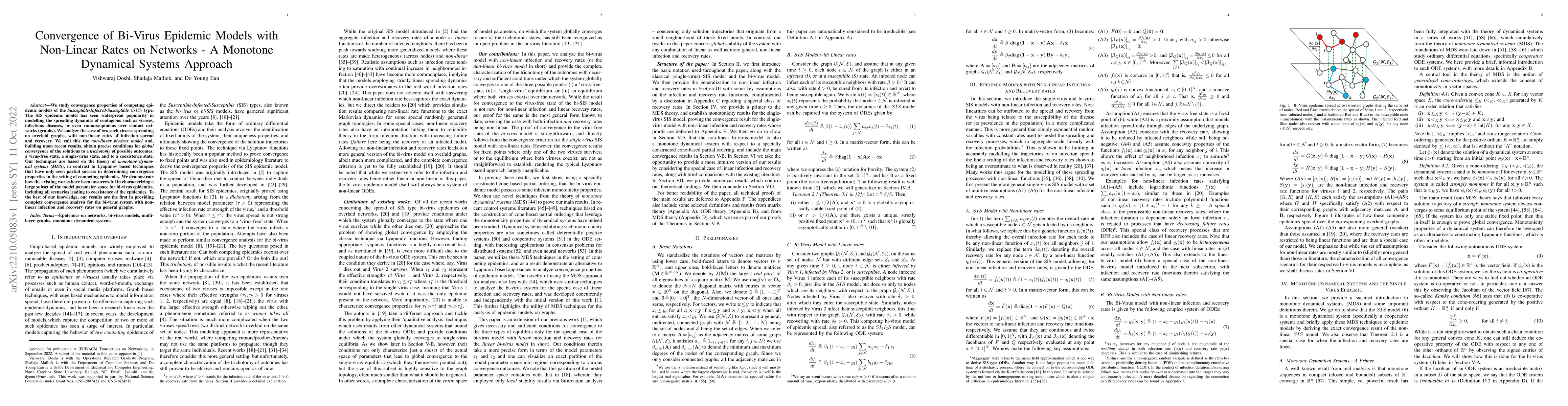 Thumbnail for Convergence of Bi-Virus Epidemic Models with Non-Linear Rates on
  Networks -- A Monotone Dynamical Systems Approach