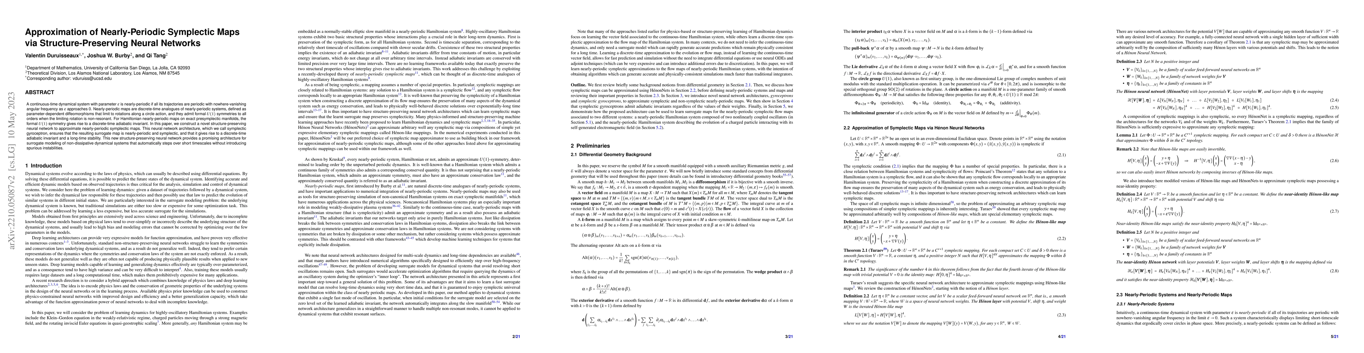 Thumbnail for Approximation of nearly-periodic symplectic maps via
  structure-preserving neural networks