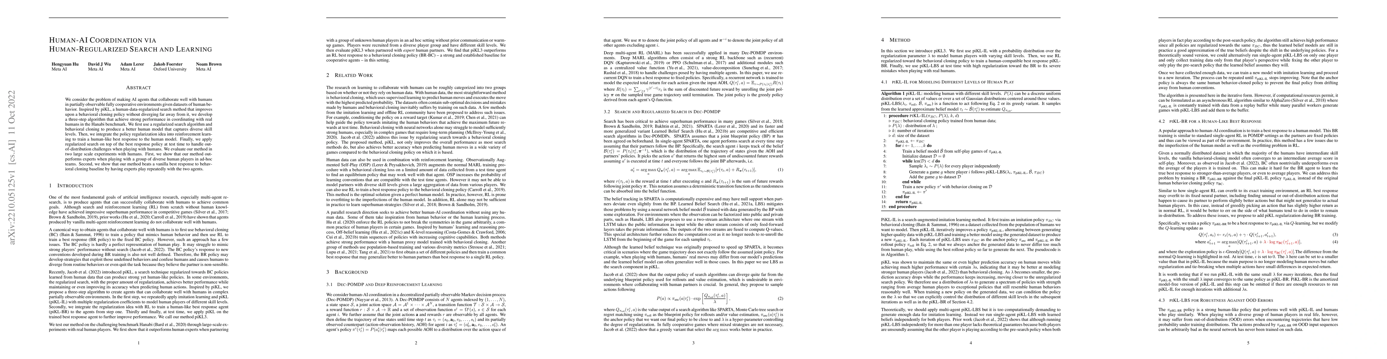 Thumbnail for Human-AI Coordination via Human-Regularized Search and Learning