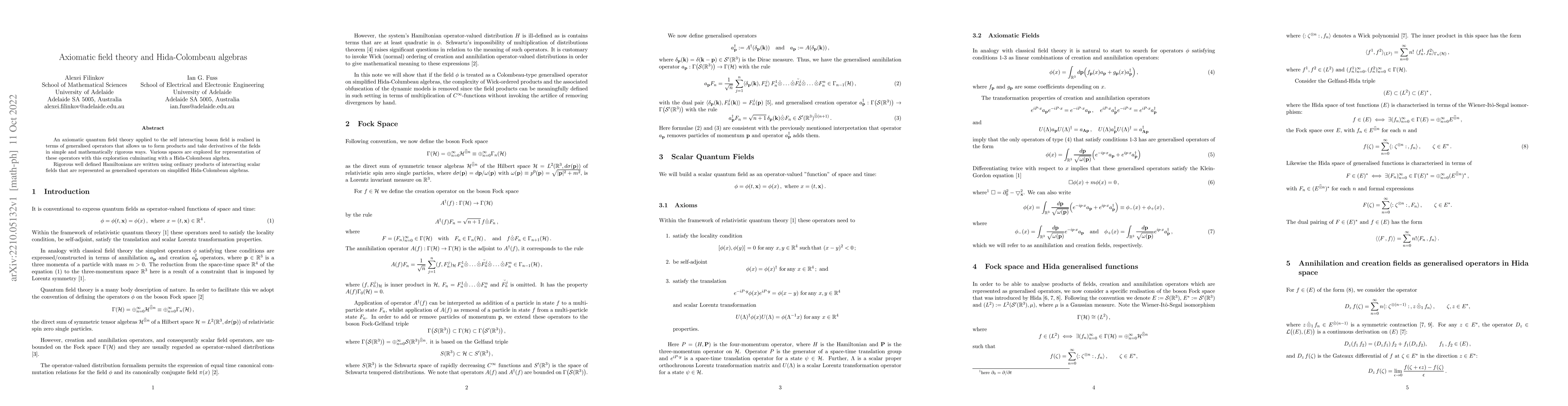 Thumbnail for Axiomatic field theory and Hida-Colombeau algebras