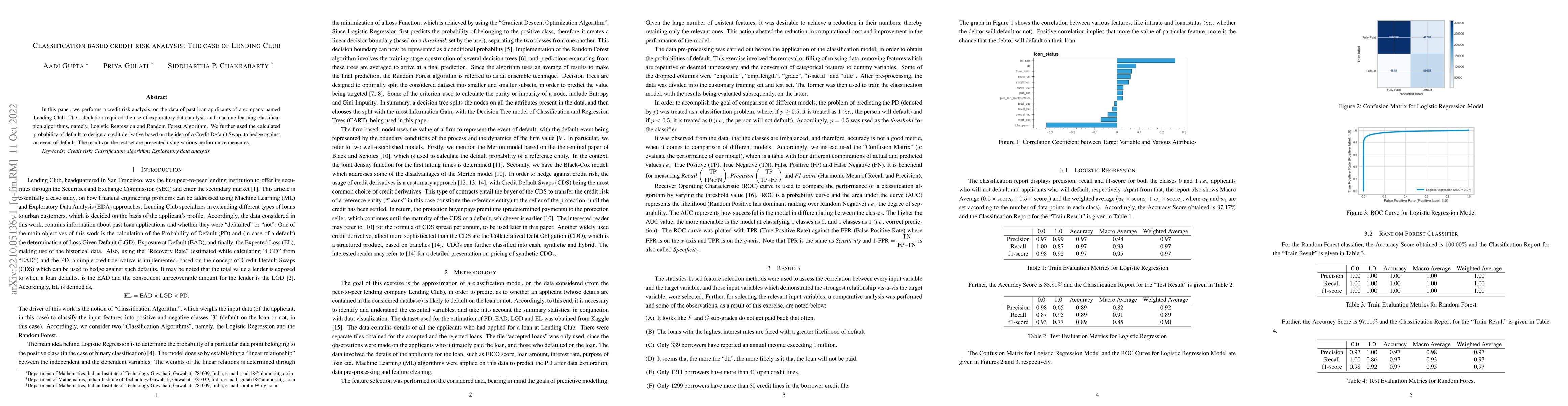 Thumbnail for Classification based credit risk analysis: The case of Lending Club