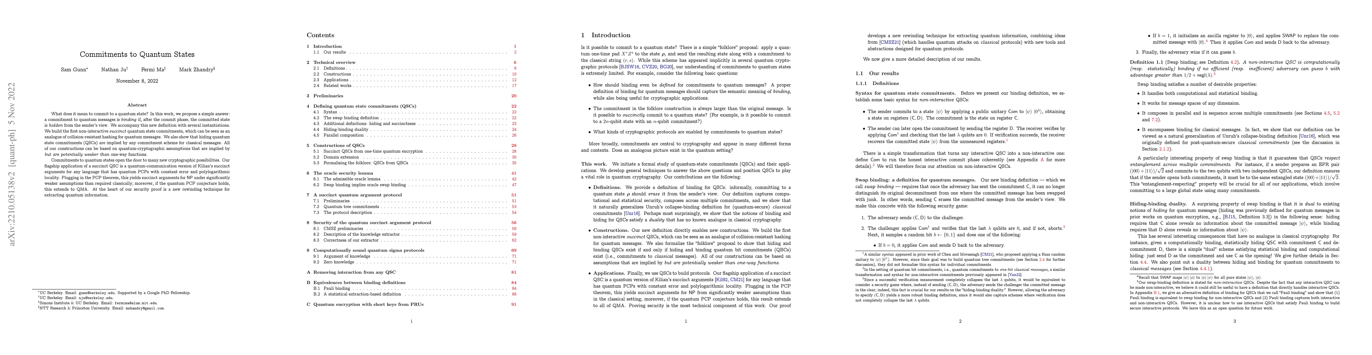 Thumbnail for Commitments to Quantum States