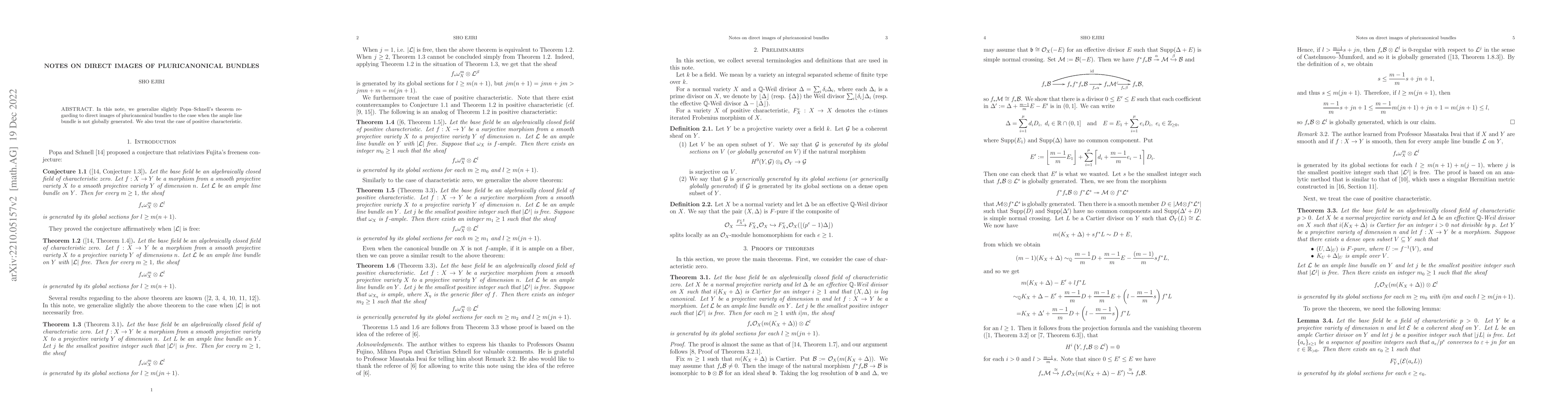 Thumbnail for Notes on direct images of pluricanonical bundles