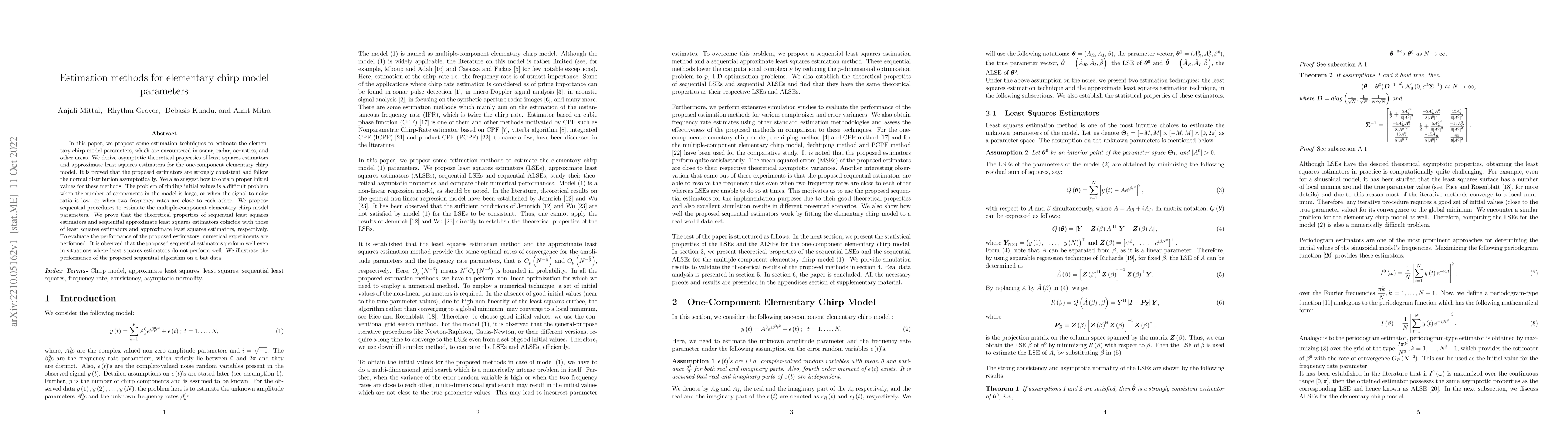 Thumbnail for Estimation methods for elementary chirp model parameters