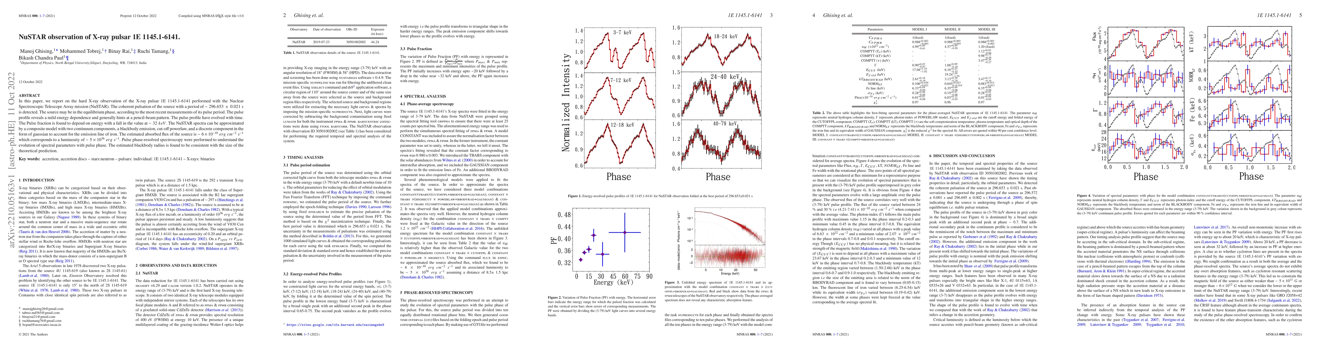 Thumbnail for NuSTAR observation of X-ray pulsar 1E 1145.1-6141