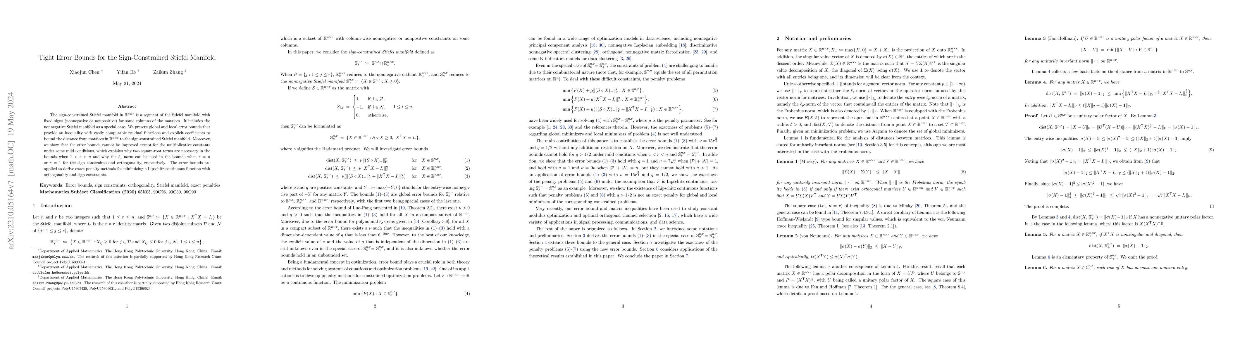 Thumbnail for Tight Error Bounds for the Sign-Constrained Stiefel Manifold