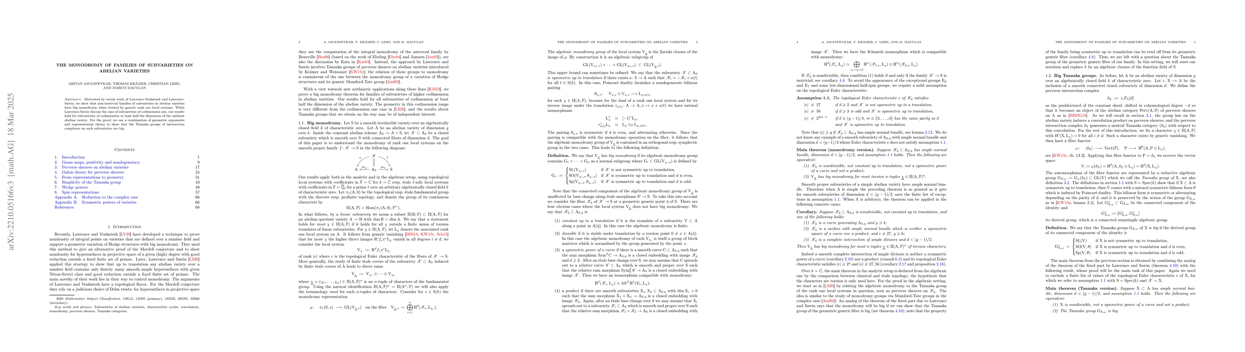 Thumbnail for The monodromy of families of subvarieties on abelian varieties