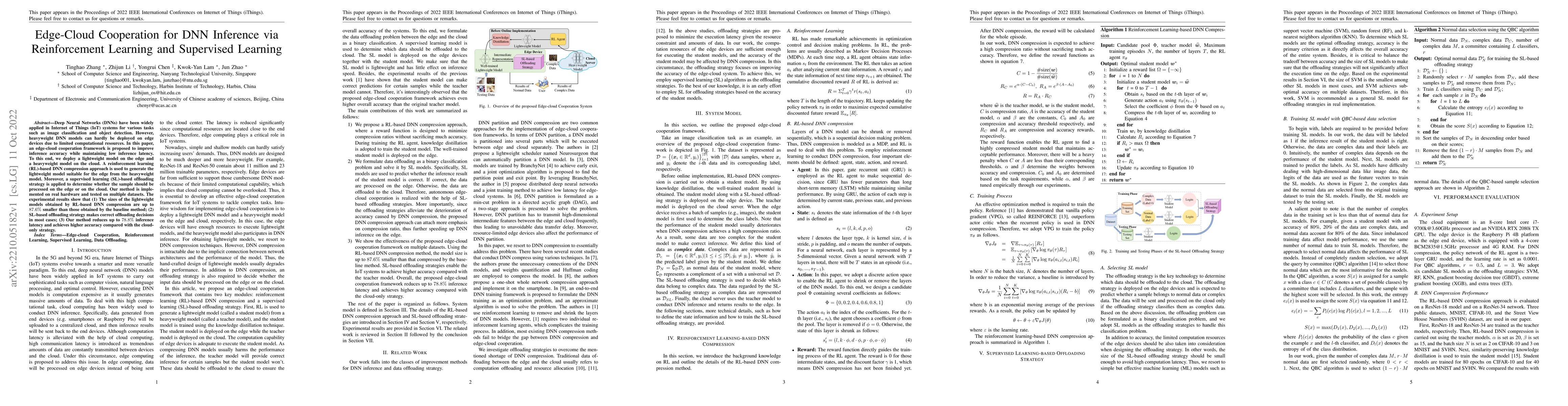 Thumbnail for Edge-Cloud Cooperation for DNN Inference via Reinforcement Learning and
  Supervised Learning