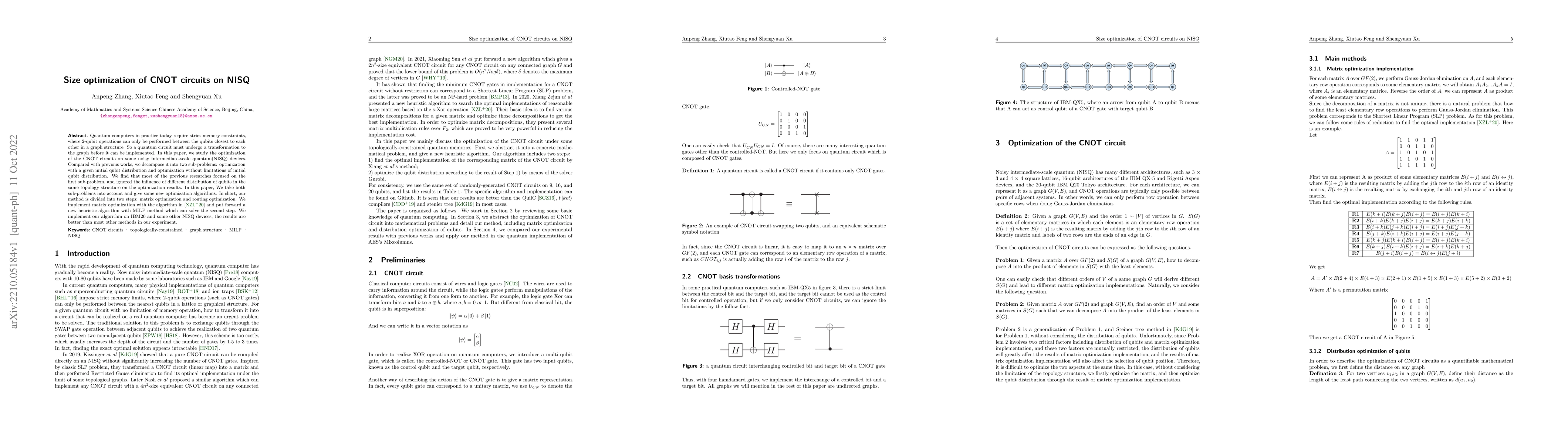 Thumbnail for Size optimization of CNOT circuits on NISQ