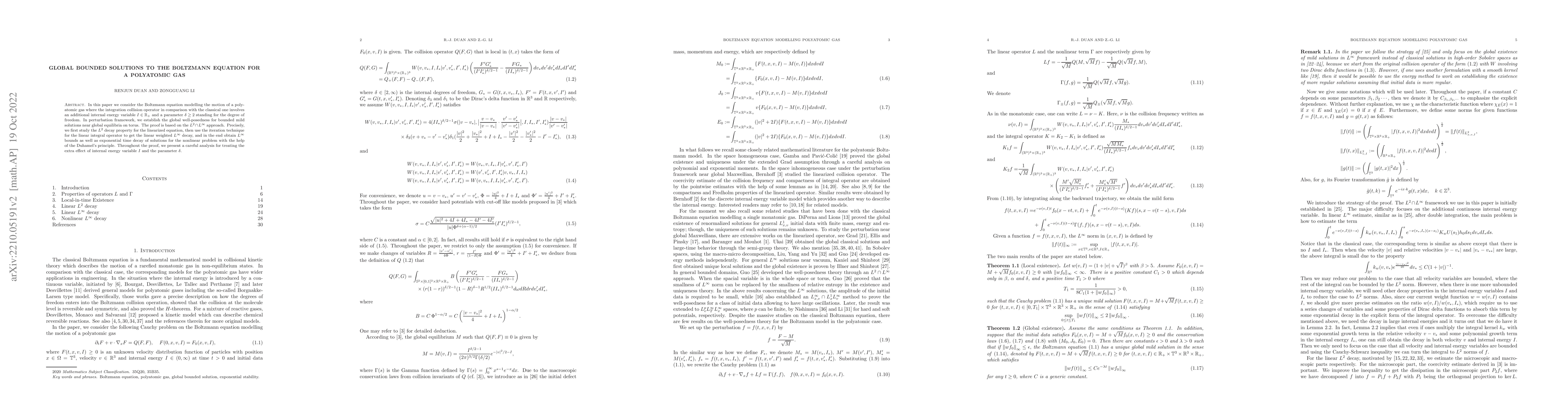 Thumbnail for Global bounded solutions to the Boltzmann equation for a polyatomic gas