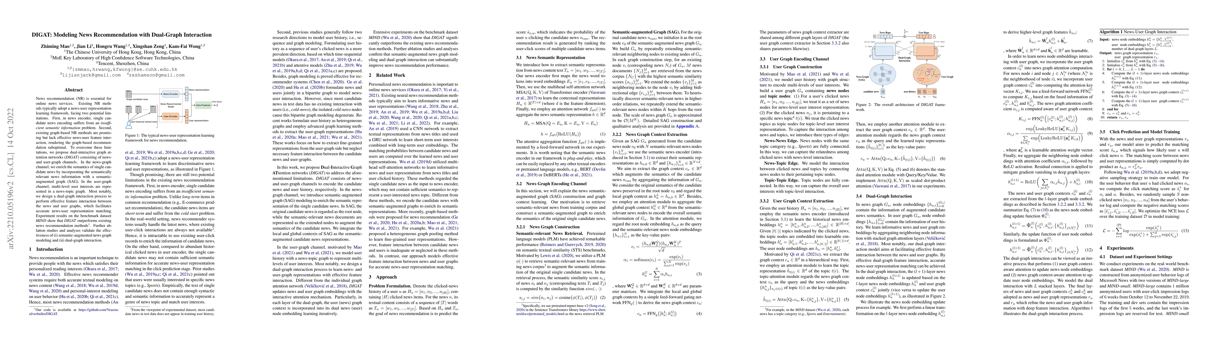 Thumbnail for DIGAT: Modeling News Recommendation with Dual-Graph Interaction