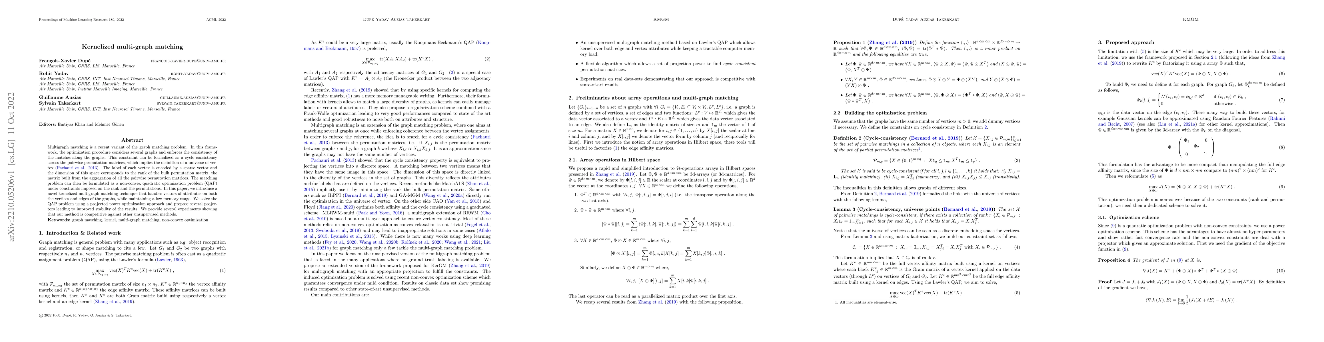 Thumbnail for Kernelized multi-graph matching