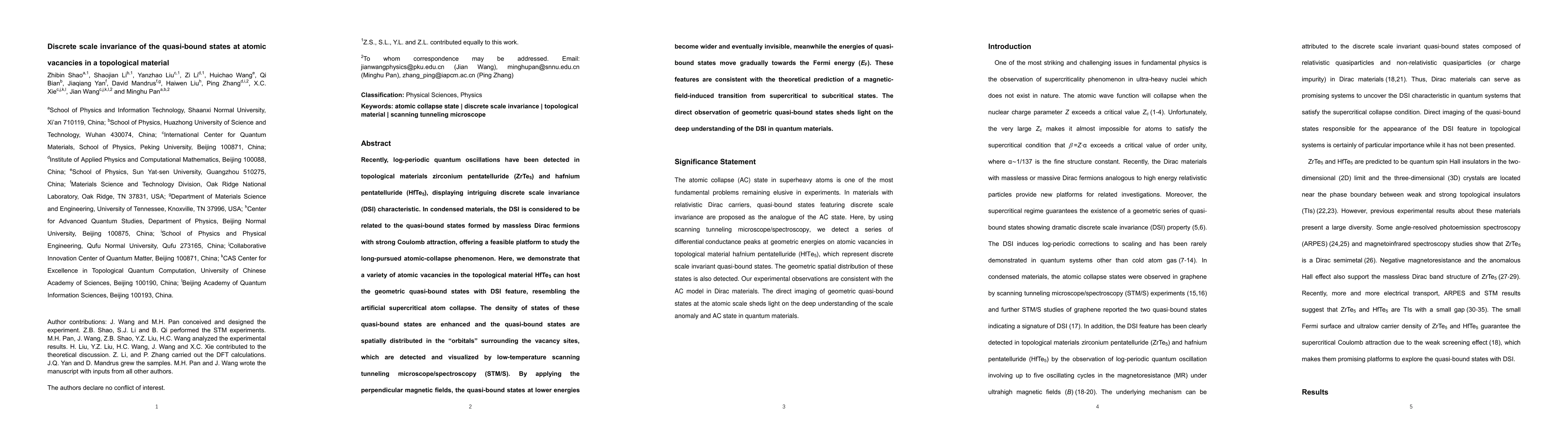 Thumbnail for Discrete scale invariance of the quasi-bound states at atomic vacancies
  in a topological material