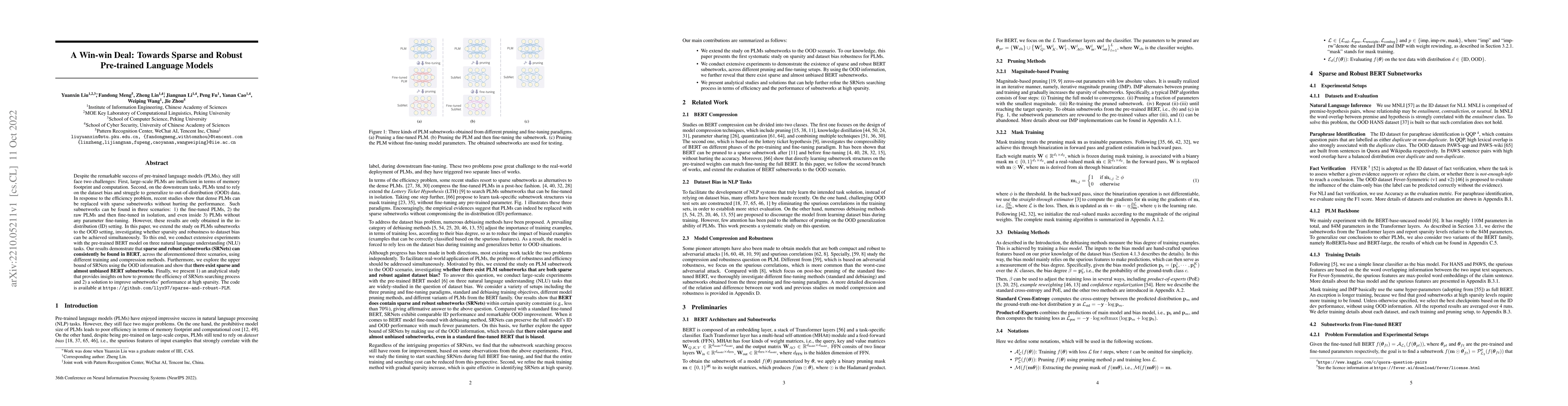 Thumbnail for A Win-win Deal: Towards Sparse and Robust Pre-trained Language Models