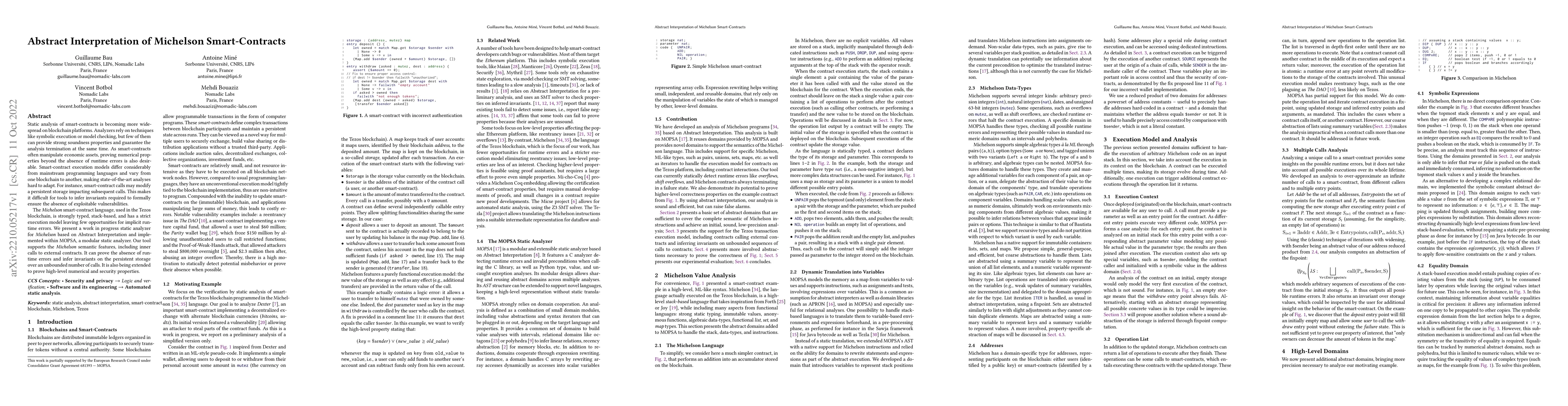 Thumbnail for Abstract interpretation of Michelson smart-contracts