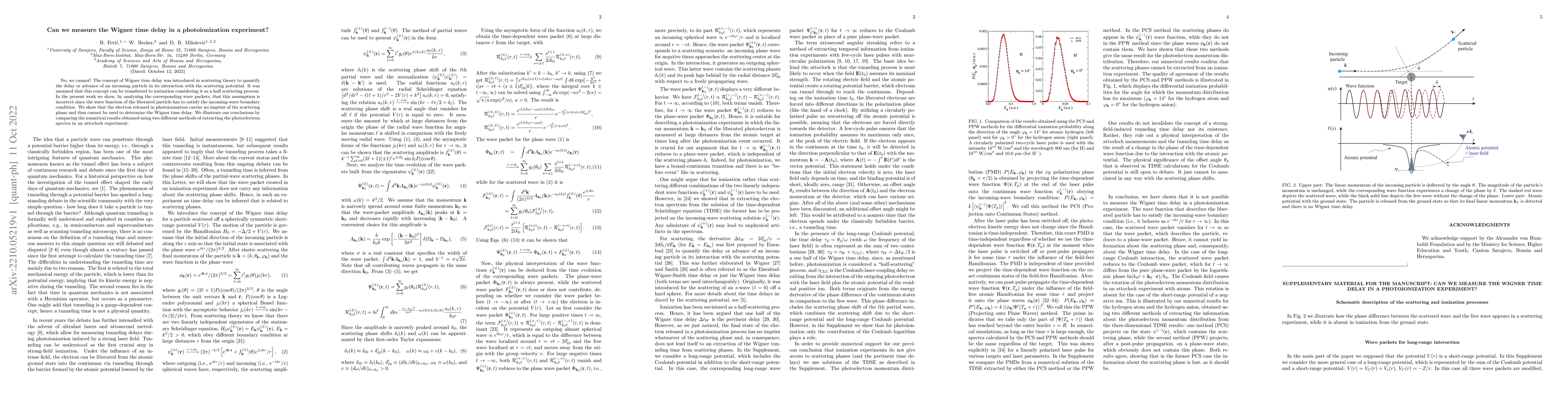 Thumbnail for Can we measure the Wigner time delay in a photoionization experiment?