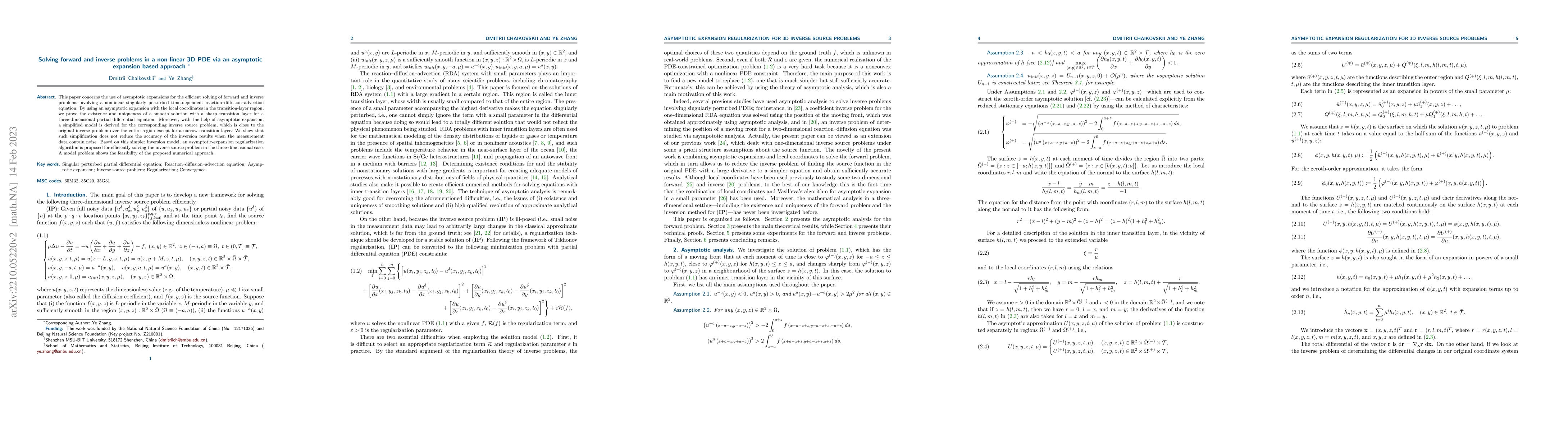 Thumbnail for Solving forward and inverse problems in a non-linear 3D PDE via an
  asymptotic expansion based approach
