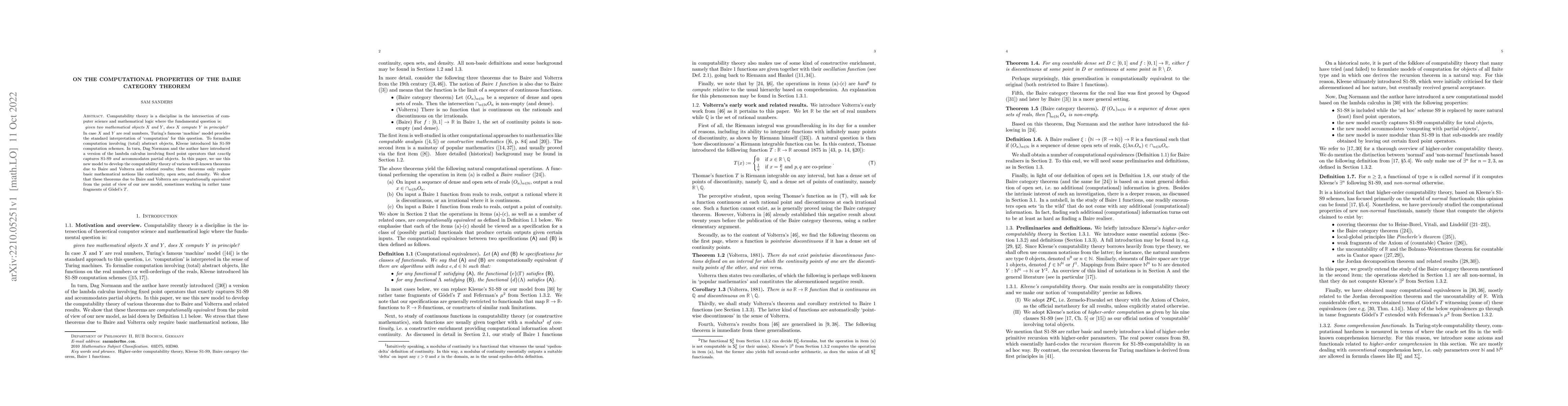 Thumbnail for On the computational properties of the Baire Category Theorem