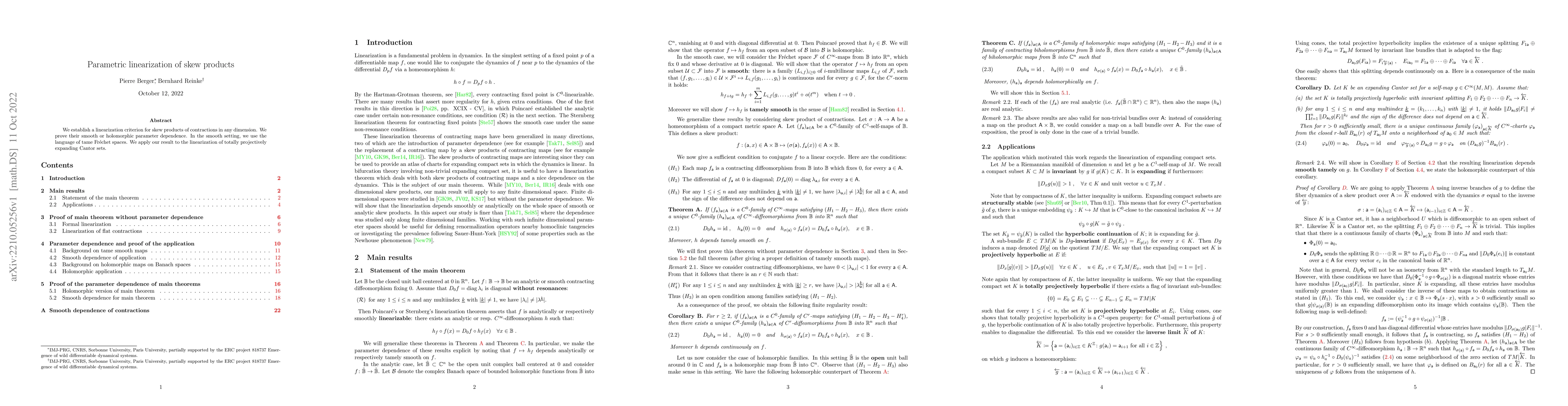 Thumbnail for Parametric linearization of skew products