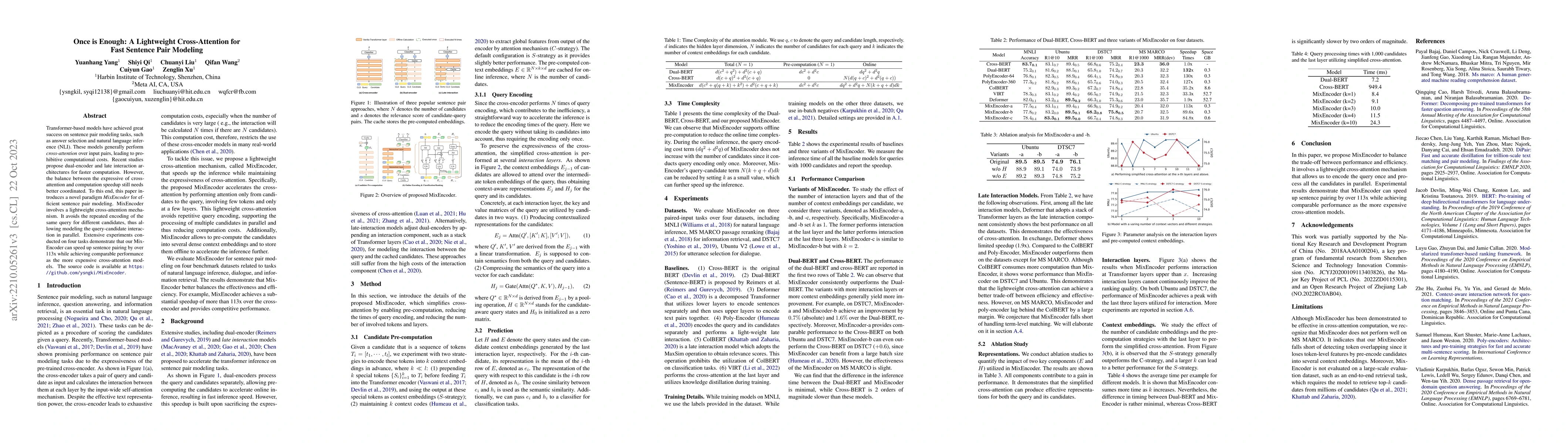 Thumbnail for Once is Enough: A Light-Weight Cross-Attention for Fast Sentence Pair
  Modeling